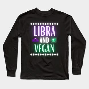 Libra and Vegan Retro Style Neon Long Sleeve T-Shirt